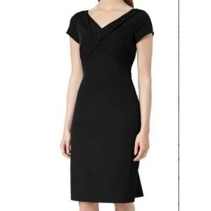 Classic Black Cap-Sleeve Sheath Dress